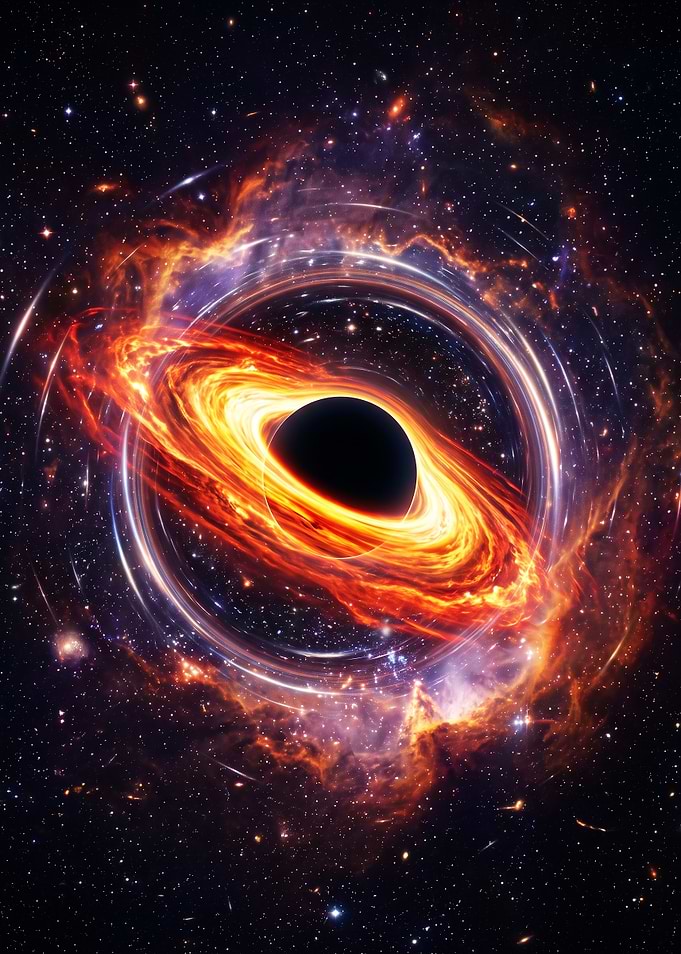 Vibrant Glowing Black Hole in Space