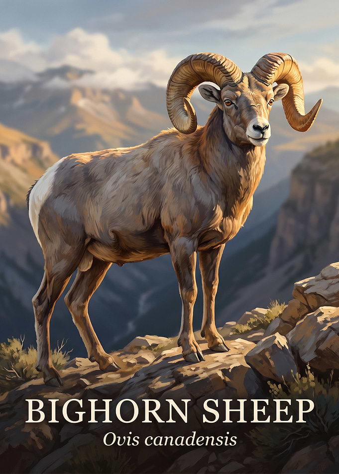 Bighorn Sheep Mountain Wildlife Poster