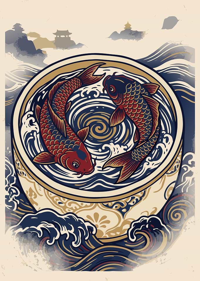 Koi Fish Yin Yang Ramen Bowl