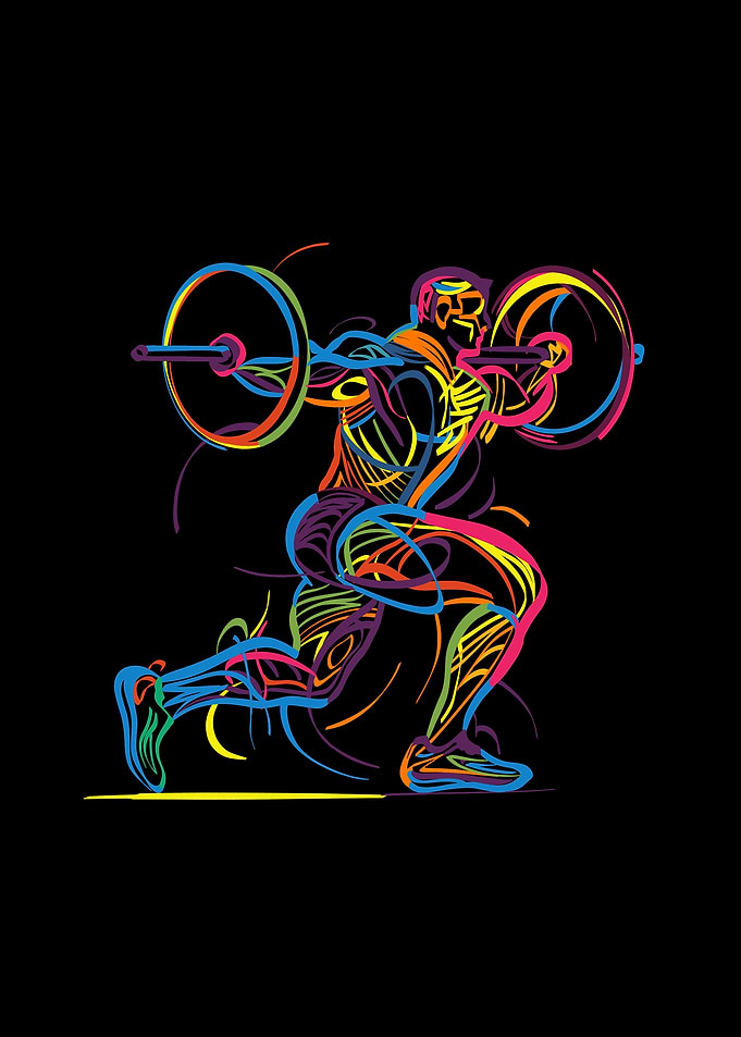 Colorful Abstract Weightlifter Lunge