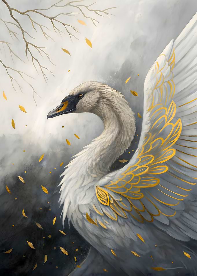 Elegant Swan with Golden Accents