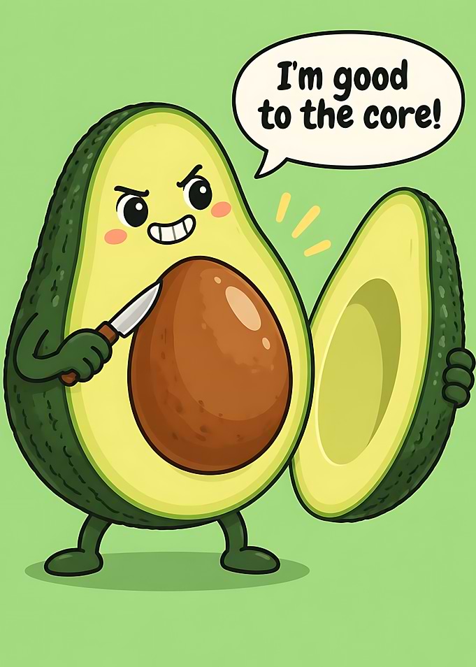 Funny Avocado Character Illustration