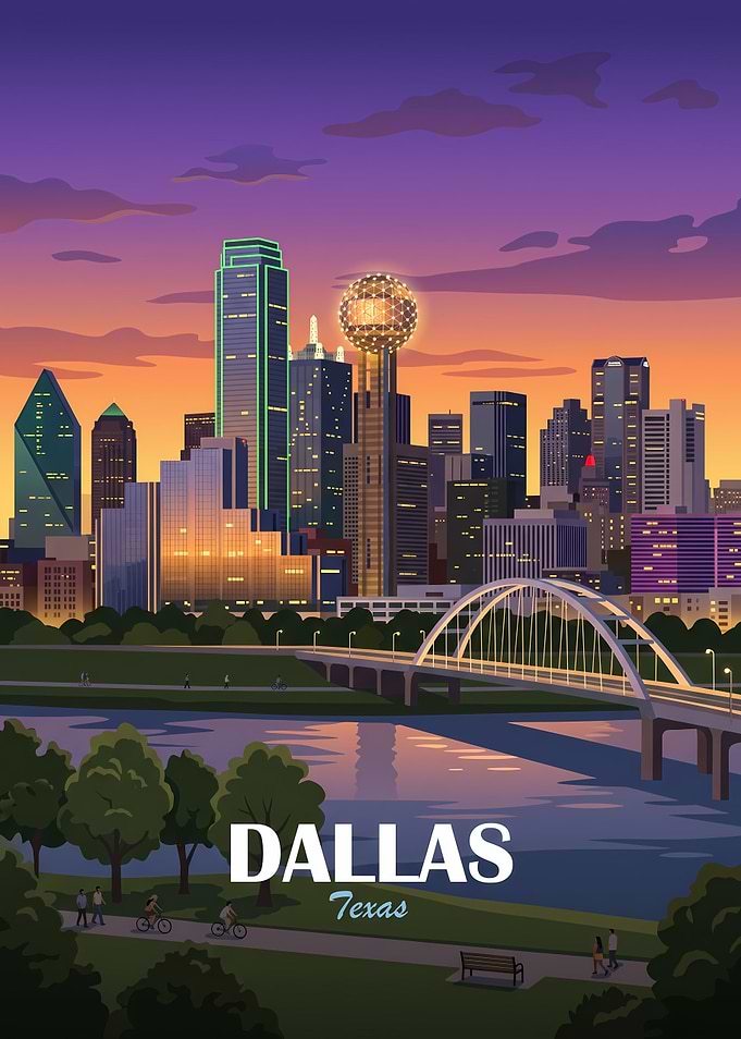 Dallas Texas Skyline Travel Poster
