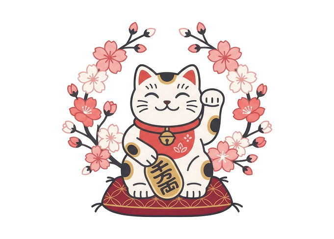 Maneki Neko Lucky Cat with Sakura