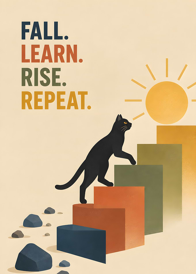 Fall Learn Rise Repeat Cat Poster