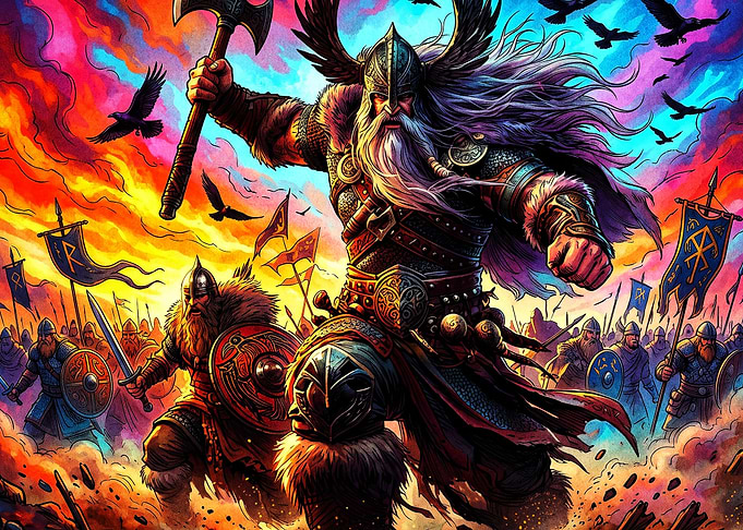 Viking Warrior Battle Psychedelic A