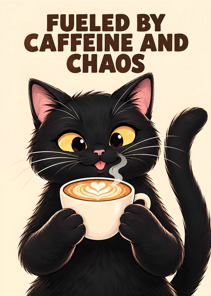 Fueled by Caffeine and Chaos Cat