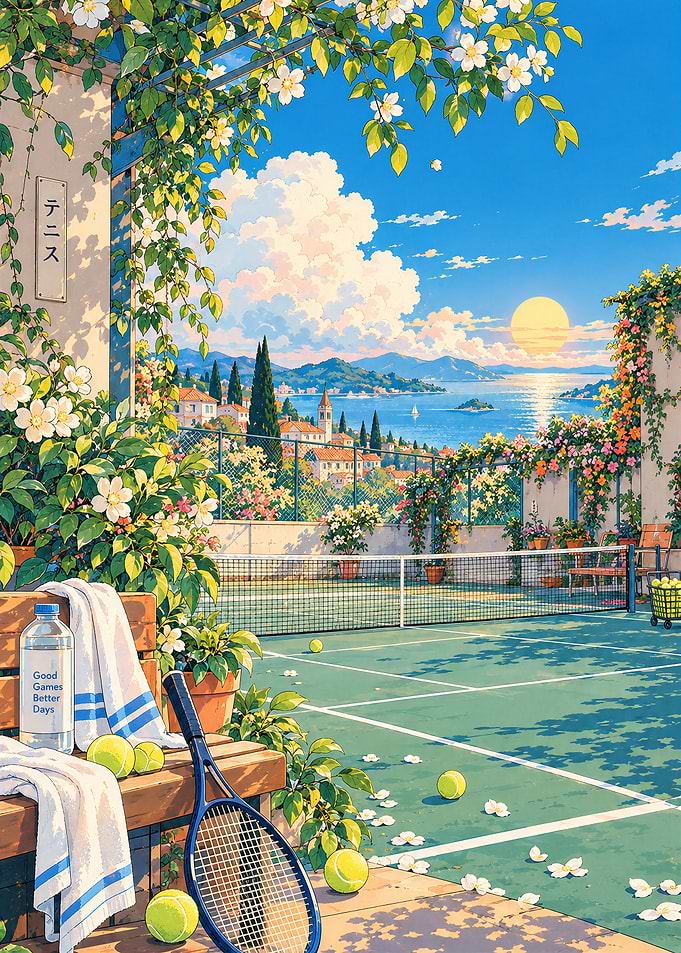 Sunny Tennis Court