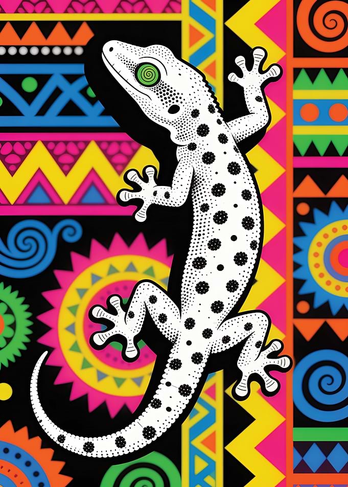 Vibrant Pop Art Gecko Illustration