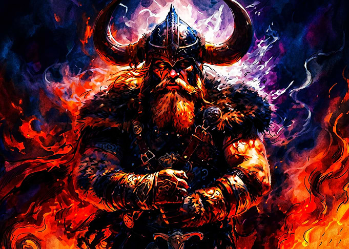 Viking Warrior Fire Norse Art