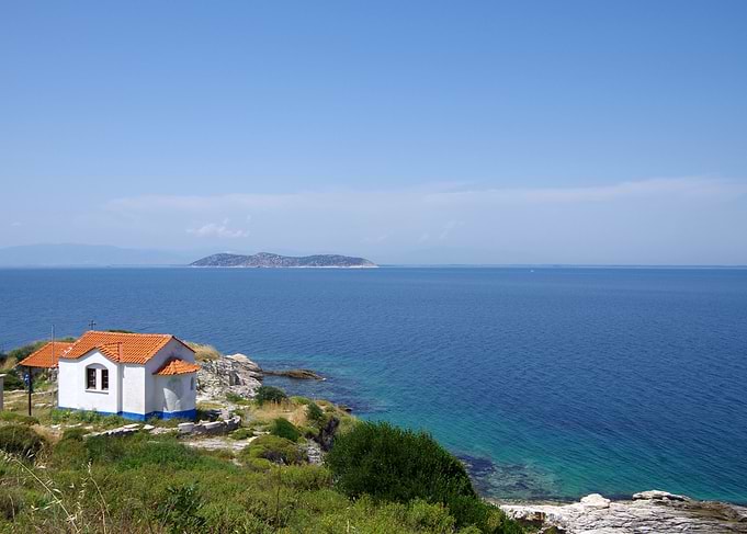 Small Greek Chapel by the Sea