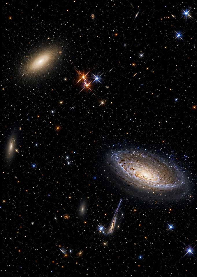 Deep Space Perseus Cluster Galaxies View