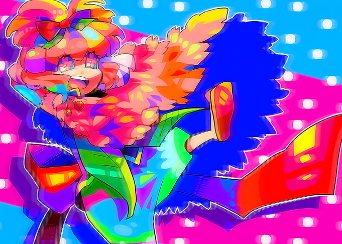 Vibrant Psychedelic Anime Girl Illustration