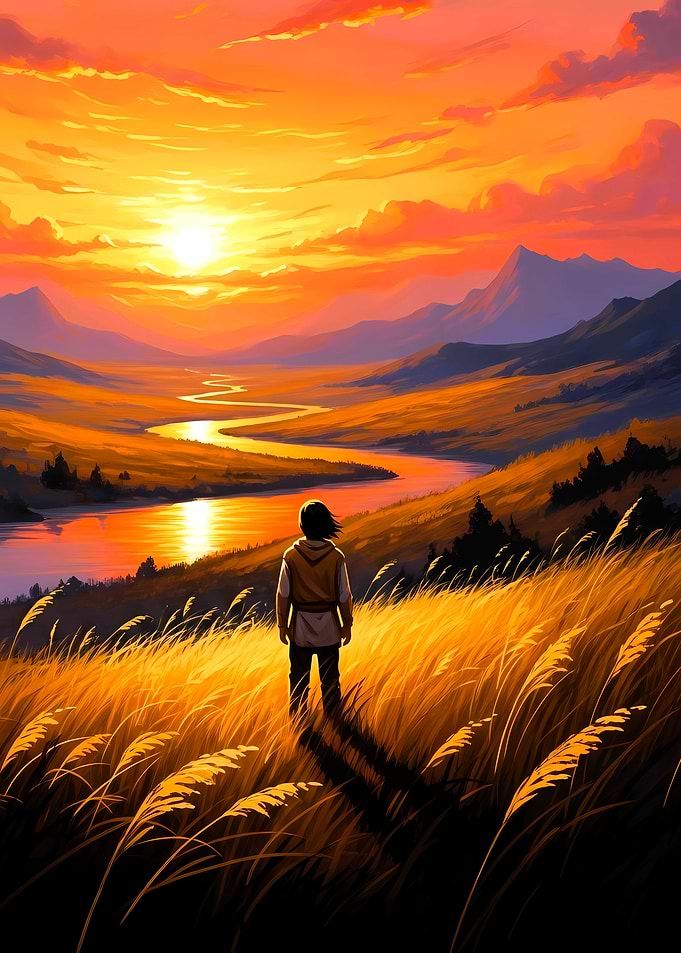 Golden sunset field