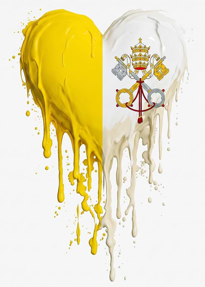 Vatican City Flag Heart Paint Drip