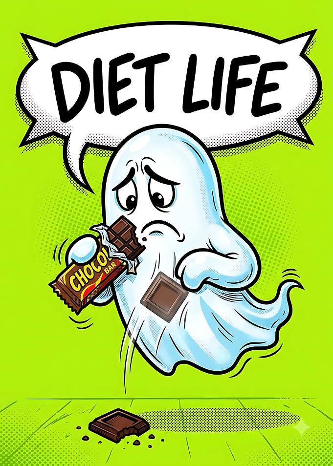 Sad Ghost Eating Chocolate Pop Art