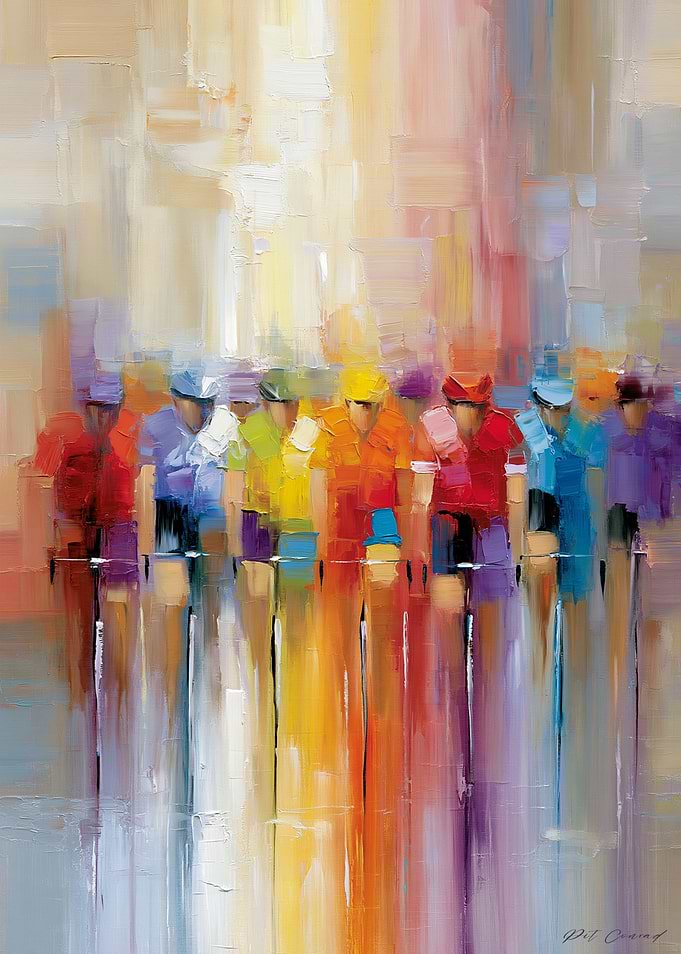 Colorful Cycling Peloton – Abstract Cycling Art