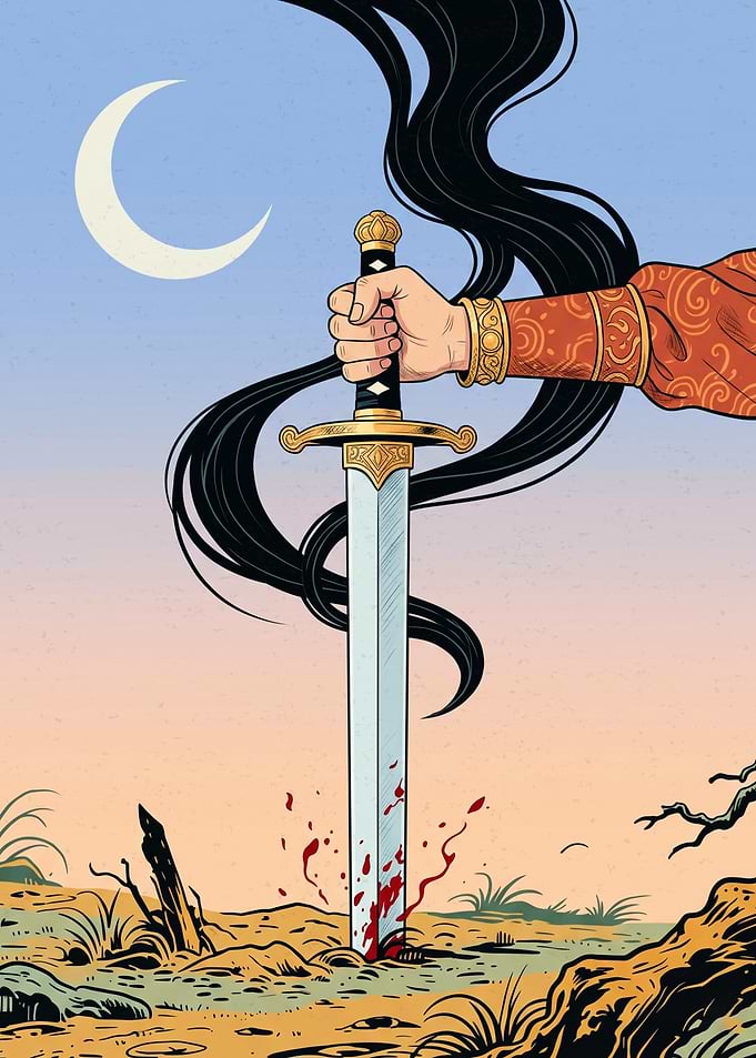 Bloody Sword Hand Fantasy Art Graphic Comic Book Style