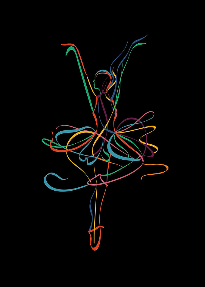 Colorful Abstract Ballerina Silhouette