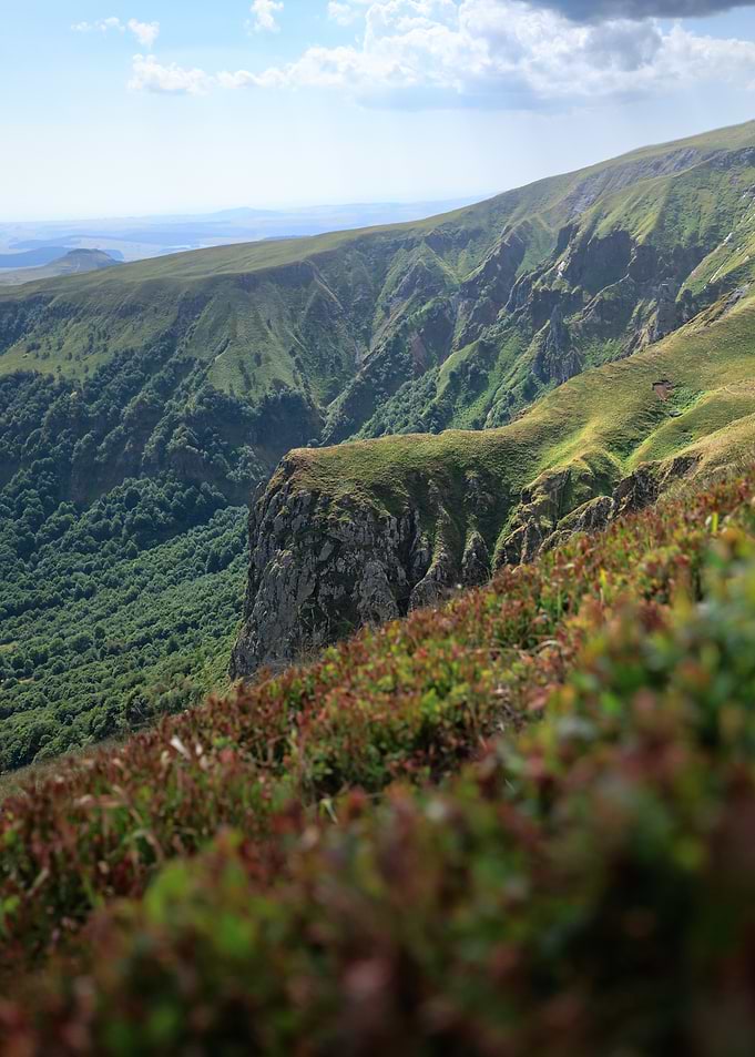 Vallee de Chaudefour, Auvergne - Lush Green Mountain Valley View