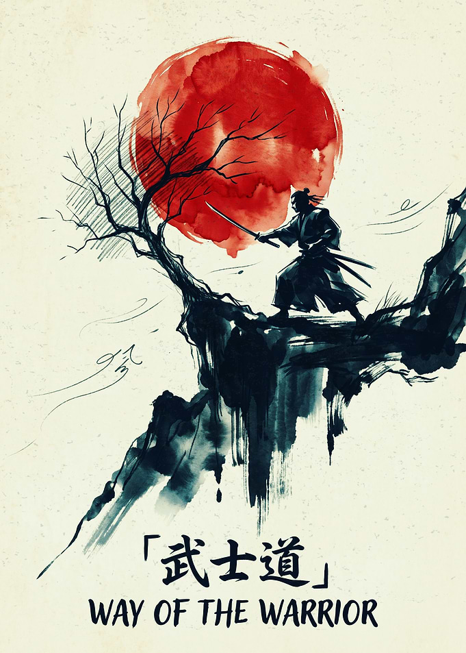 Samurai Warrior Way Of The Warrior Japanese Art Ink Wash Painting