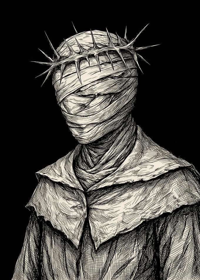 Dark Pen and Ink Mummy Figure