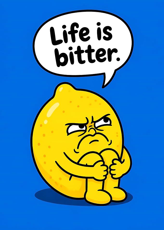 Grumpy Lemon Cartoon Character