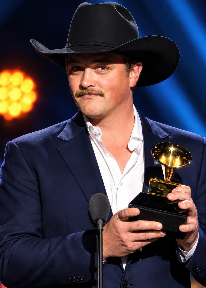 Zach Top Holding Grammy Award