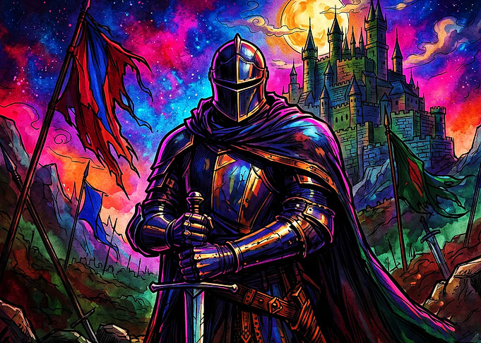 Knight Castle Cosmic Fantasy Art