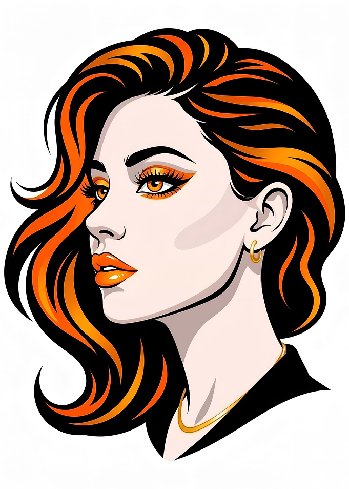 Stylish Woman with Orange Highlights