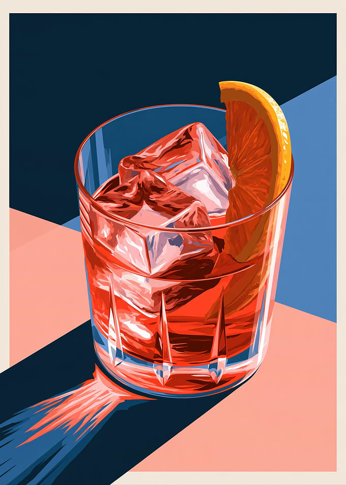 Negroni Cocktail Illustration