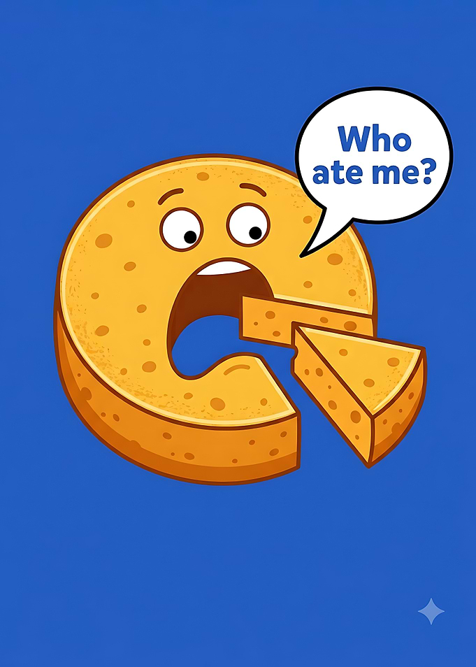 Funny Cartoon Cheese Wheel Illustration