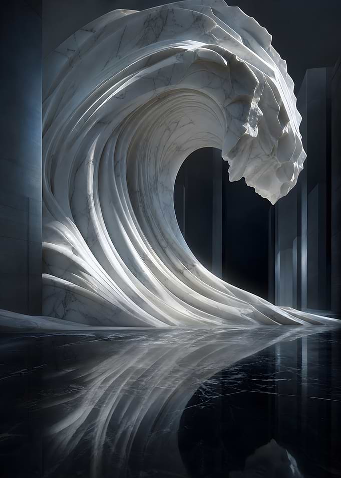 Abstract Marble Wave Sculpture