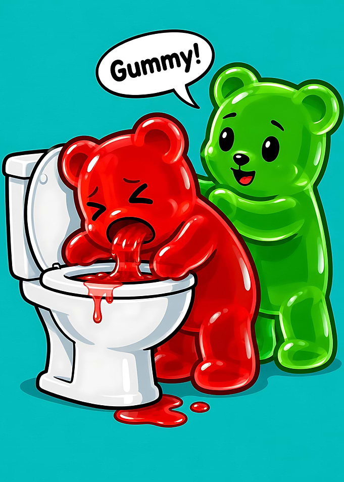 Funny Gummy Bear Toilet Scene