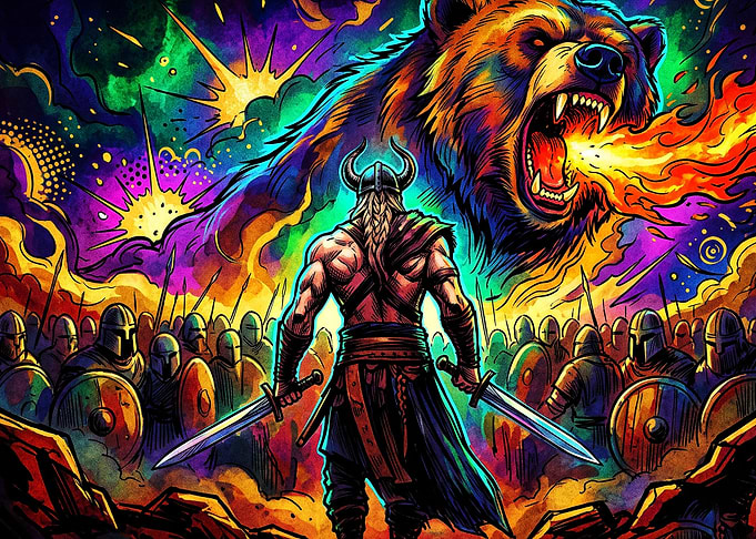 Viking Bear Epic War Psych Poster