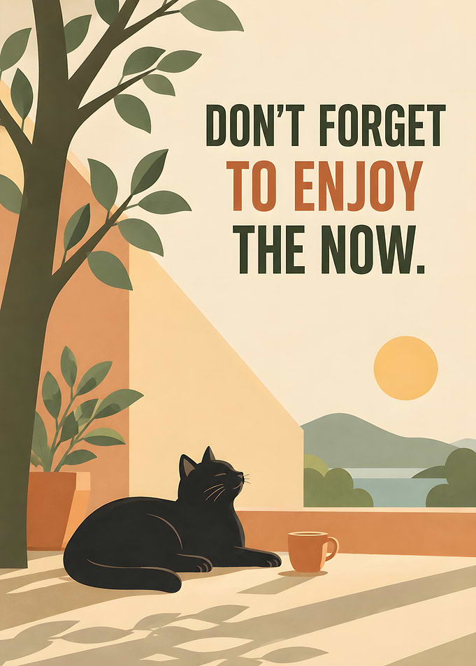 Black Cat Relaxing Inspirational Poster