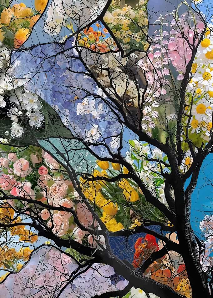 Abstract Floral Silhouette Art