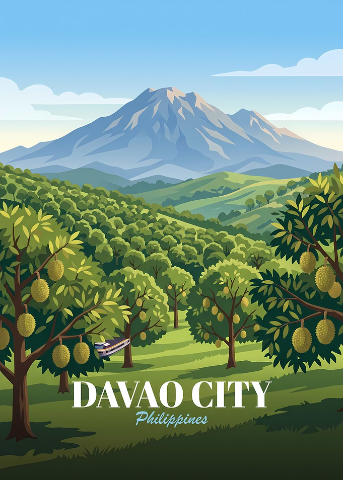 Davao City Philippines Travel Poster