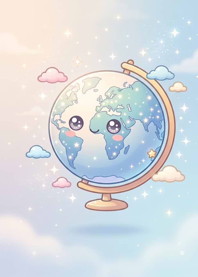 Cute Kawaii Globe Illustration