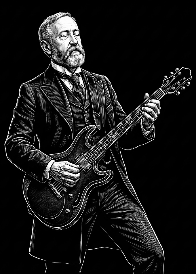 Benjamin Harrison Playing Electric Guitar