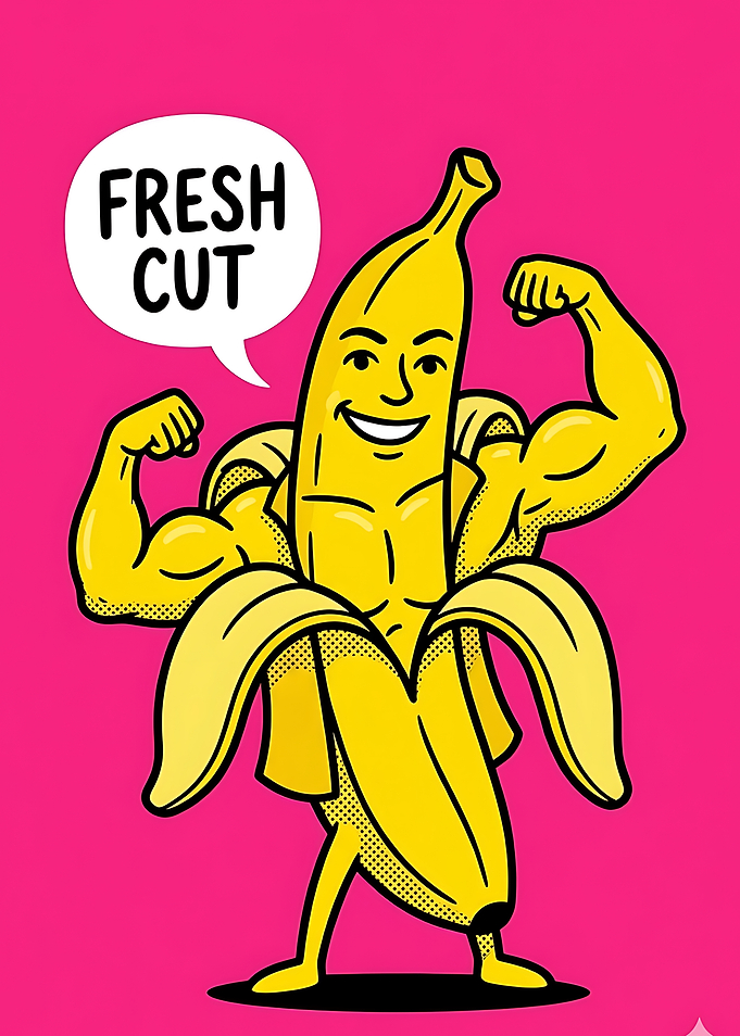 Muscular Banana Character Pop Art