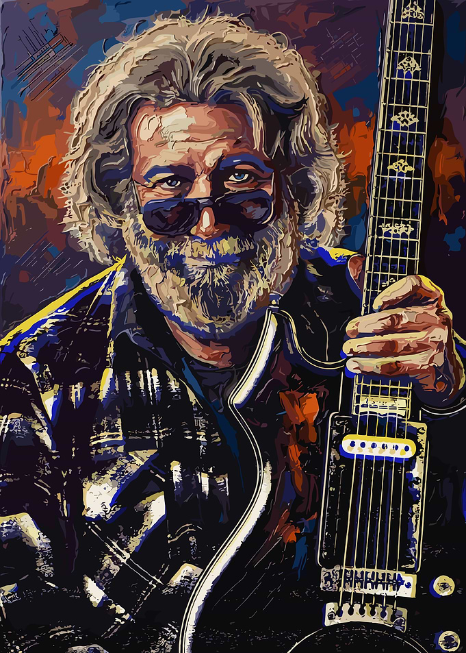 Jerry Garcia Portrait with Guitar