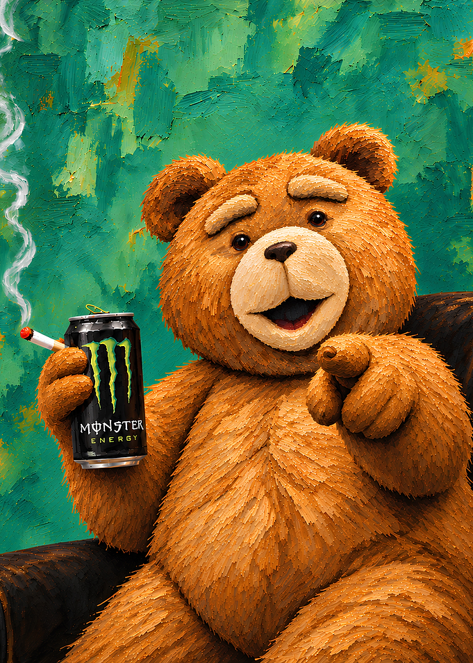 Ted Bear with Monster Energy Drink