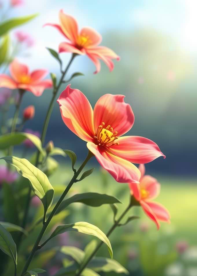 Vibrant Pink and Orange Garden Flowers