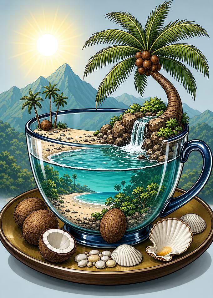 Tropical Island Paradise in a Teacup Sea Beach