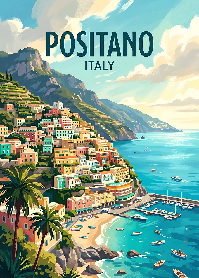 Positano Italy Travel Poster