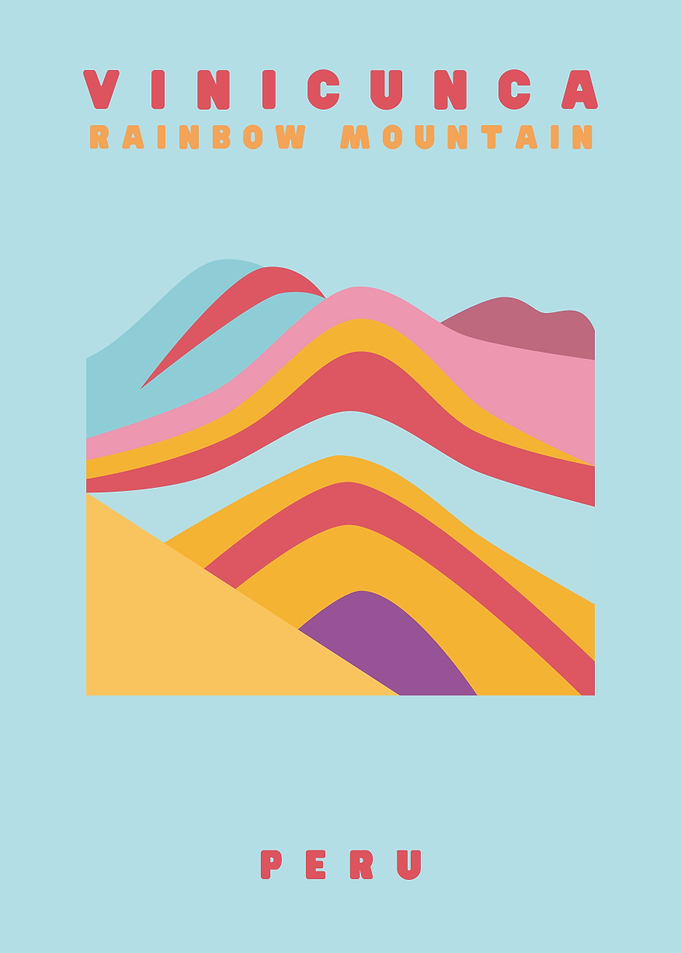 Vinicunca Rainbow Mountain Travel Poster