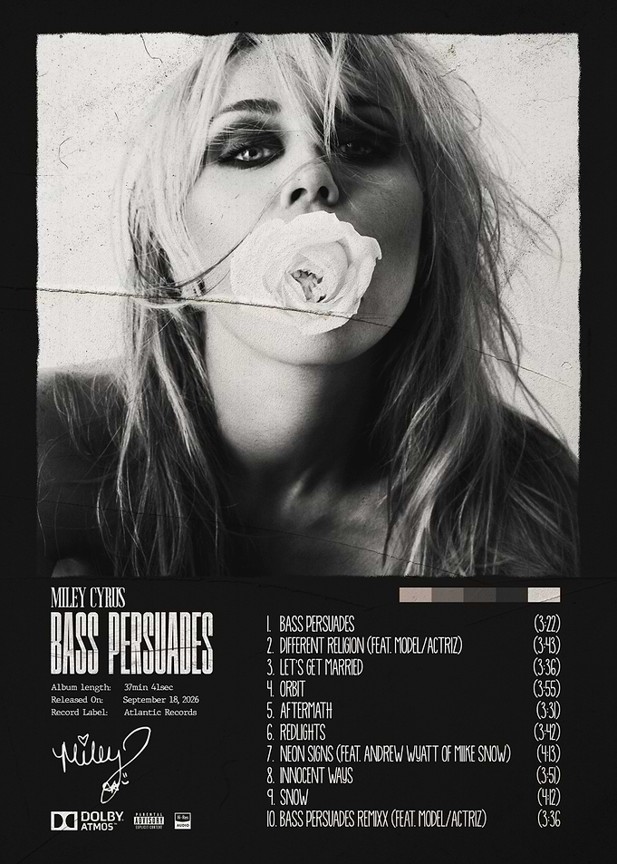 Miley Cyrus Bass Persuades Album Poster