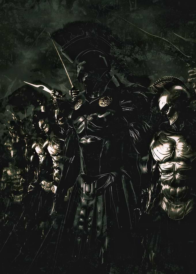 Dark Spartan Warriors in Formation