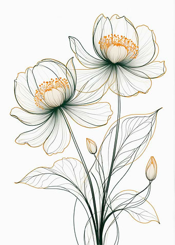Elegant Line Art Floral Illustration
